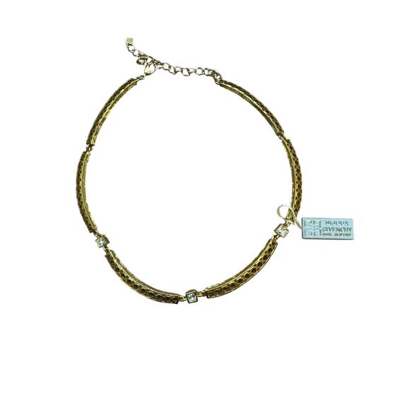 Givenchy Vintage Gold Tone Sectional Choker w/Rhinestones - Picture 1 of 7